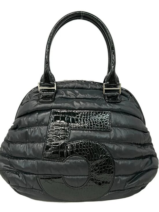 muta Handbags - muta Black Nylon Patent Leather Handbag